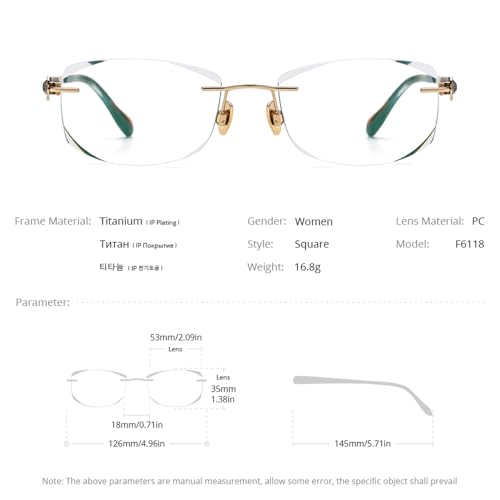 Image of FONEX Titanium Glasses Frame,Rimless Frameless Luxury Diamond Optical Eyeglasses for Women