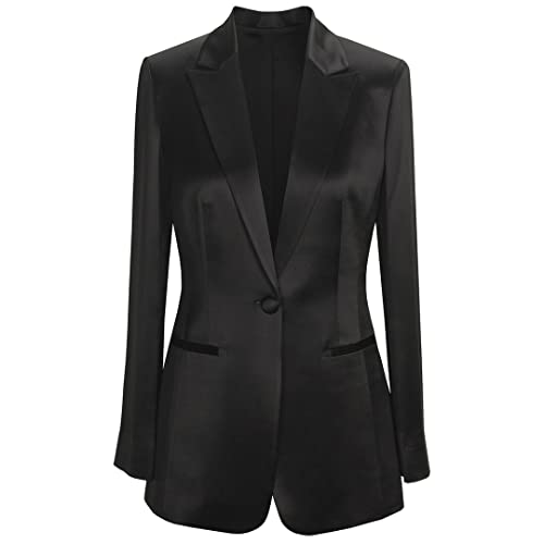 Women's Blazer Suits Black Satin Single Breasted Jacket Women Business Coat