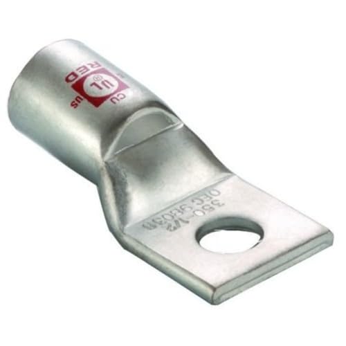 Image of Morris Products 94088 Short Barrel Compression Lug, 1 Hole, Copper, 350mcm Wire Range, Red Color Code, 1 /2 inch Stud Size, 2-Pack