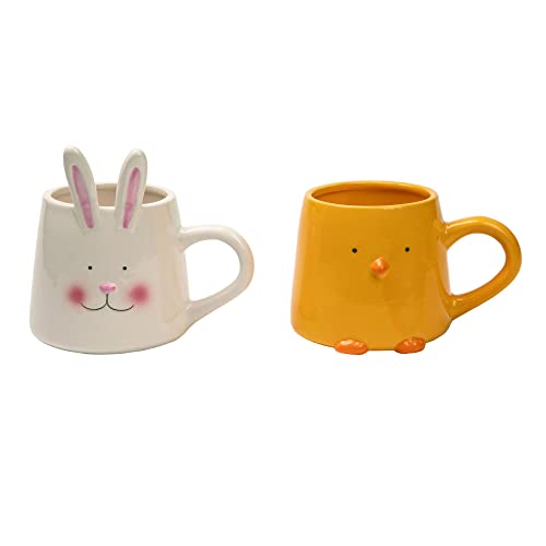 Transpac Dolomite Easter Bunny/Chick Mug, Set Of 2, Assortment #TOP28