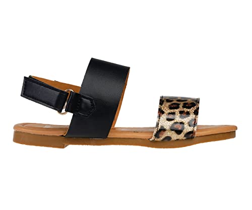 Image of bebe Girl's Sparkly and Strappy Glitter Leatherette Flat Sandals with Adjustable Strap (Toddler /Little Kid)