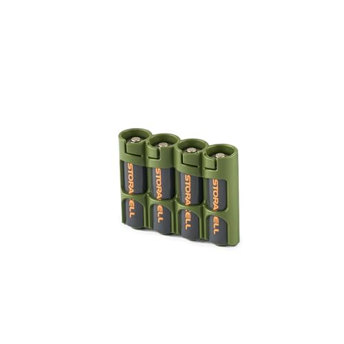 Storacell by Powerpax Slimline AA Battery Storage Caddy, Military Green - Holds 4 Batteries (Not Included)