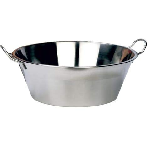 Maelsa Bassine Inox 2 anses diamètre 38cm 9 litres - Bassine en acier inoxydable parfait pour confiture cuisson sur tout feu dont induction