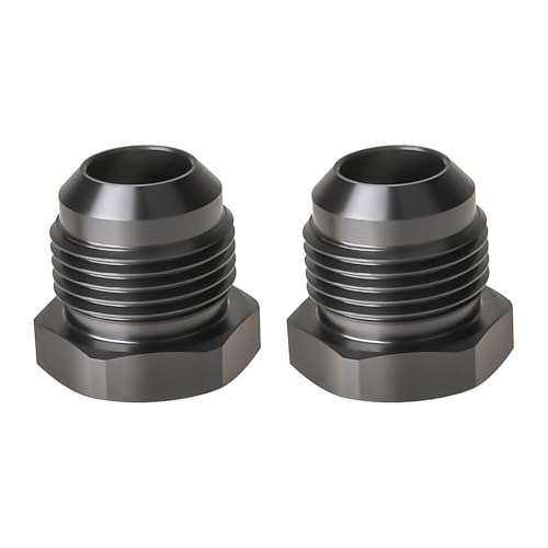 20AN Male Flare Hex Head Plug Fitting Adapter Aluminum Black, Pack of 2