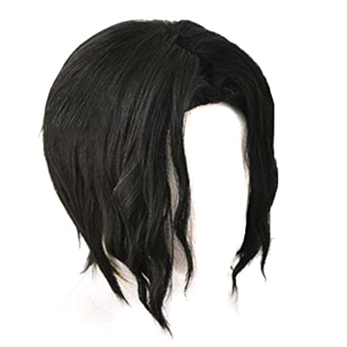 Perruque cosplay bouclée noire perruques anime cheveux courts bonnet Halloween
