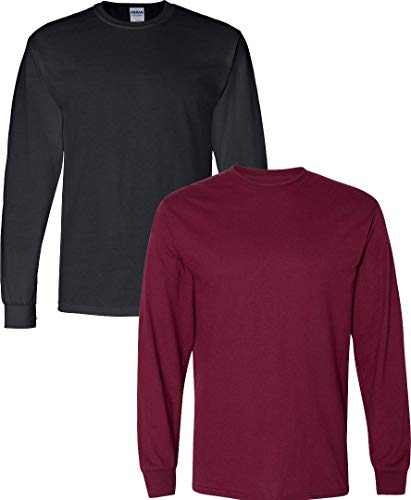 Image of Gildan - DryBlend 50 /50 Long Sleeve T-Shirt 2-Pack 8400-2XL-Black-Maroon