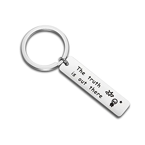 The Truth Is Out There Keychain UFO Lover Gift Inspirational jewelry Truth Keychain (Truth Keychain)