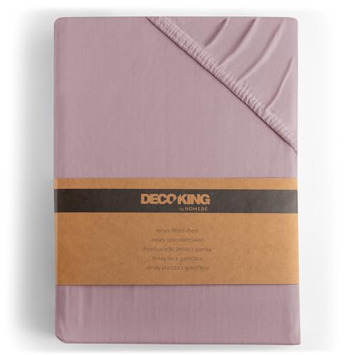 DecoKing 80x200-90x200 cm 100% Algodón Peinado Sábana Bajera Ajustable Jersey Brezo Amber Collection