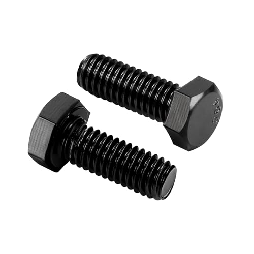 Image of 1 /2-13 x 1 Hex Head Cap Screws Hexagon Bolts, External Hex Drive, Stainless Steel 304, Fully Threaded, Black Oxide, 10 PCS