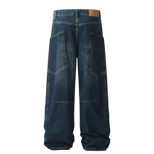 Jeans Pants Trousers Denim Retro Street Trendy Commuter Water Washed Loose Straight Leg for Men3
