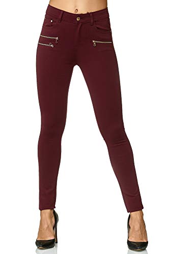 Elara Damen Stretch Hose Skinny Fit Jegging Chunkyrayan H86-5 Wine 40 (L)
