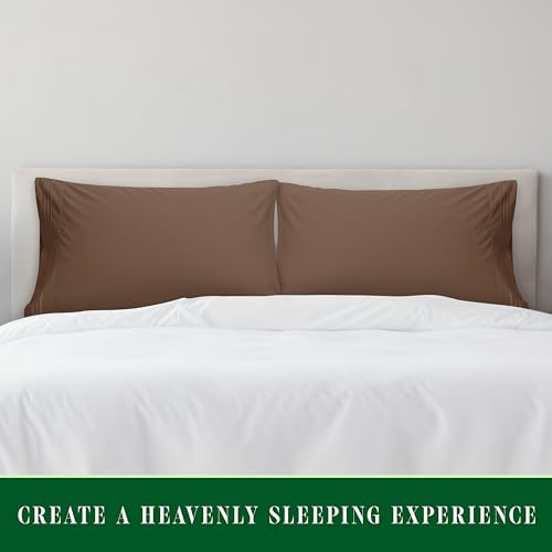 Image of Elegant Comfort Luxury Ultra-Soft 2-Piece Pillowcase Set 1500 Thread Count Egyptian Quality Microfiber Double Brushed-100% Hypoallergenic-Wrinkle Resistant, California King, Taupe