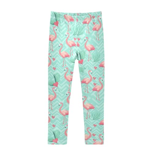 Flamingo Hearts Girls' Leggings Toddler Doodles Kids Yoga Pants Dance Active Tights 4T