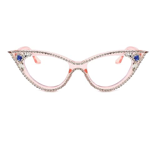 Image of ICARA Sparkling Crystal Retro Cat Eye Frame Bling Rhinestone Reading Glasses for Women Blue Light Blocking Computer Eyeglass
