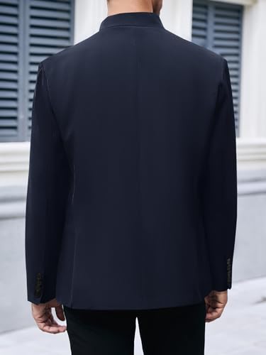 Mens Casual Suit Blazer Jackets Stand Mandarin Collar Lightweight Lined Business Dress Sport Coats