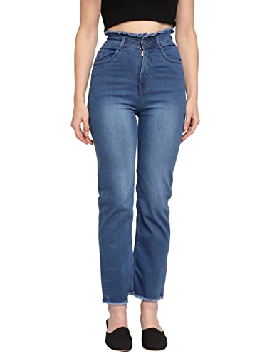 Accalia Comfortable and Strechable Mom Jeans Ruff Bottom Top for Women’s, High Waist Regular Fit Blue Fringed Top & Bottom Boyfriend Jeans for Girl’s Accalia Comfortable and Strechable Mom Jeans Ruff Bottom Top for Women’s, High Waist Regular Fit Blue Fringed Top & Bottom Boyfriend Jeans for Girl’s
