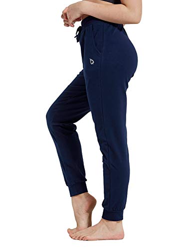 BALEAF Teens Girl's Cotton Pajamas Sweatpants Yoga Workout Jogger Pants Navy Blue-Purple Youth-M