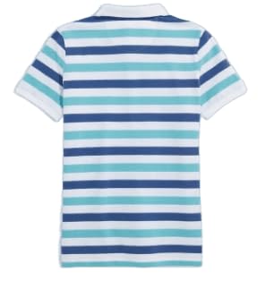 vineyard vines Boys Striped Pique Polo, Blue/White/Aqua, Medium2