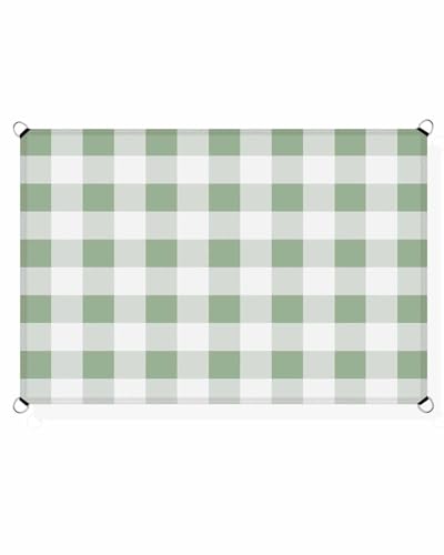 Boanket Sun Shade Sail 8' x 10', Sage Green Checkered Rectangular Waterproof Outdoor Sun Shades, Green White Buffalo Plaid Shade Cloth for Patio Deck Terrace Garden Lawns Beach Backyard