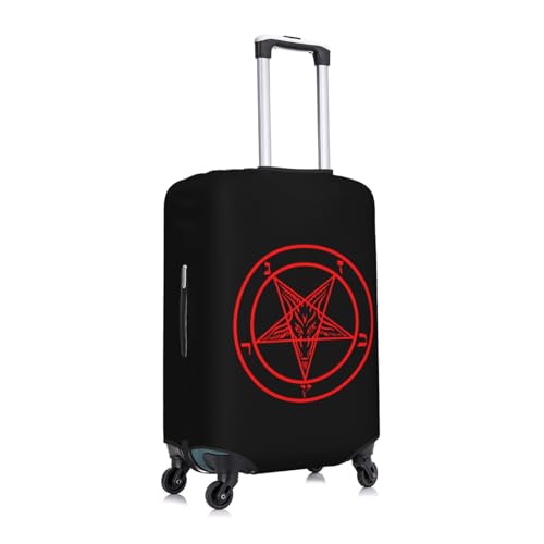 Baphomet Satan Symbol Travel Luggage Cover Suitcase Protector Fits 26-28 Inch Case(Black,L)2