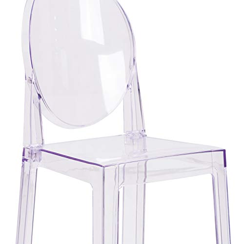 Flash Furniture Butaco Ghost con Respaldo Ovalado en Cristal Transparente miniatura 6