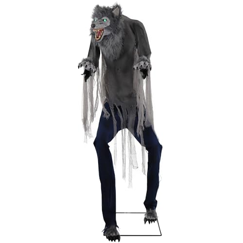 Haunted Hill Farm 7-ft. Tall The Towering Werewolf Svi Premium Halloween Plug-in Black
