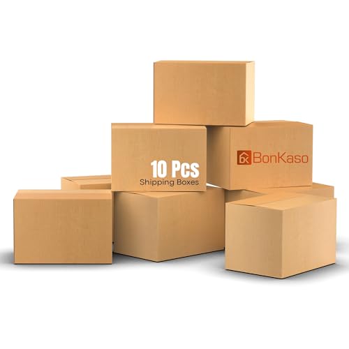 Image of BonKaso 5 Ply Corrugated Boxes for Packaging | 18 inchx12 inchx12 inch (Pack of 10) | Brown Cardboard Packing Box for Shipping, Moving & Storage | Large Cartons for Courier & Goods Transportation