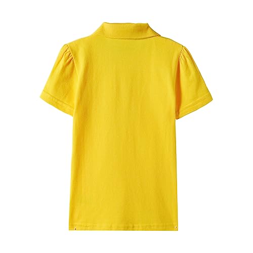 Image of Mud Kingdom Girls Short Sleeve Ruffle Pique Polo Uniform Top Stretch Lightweight