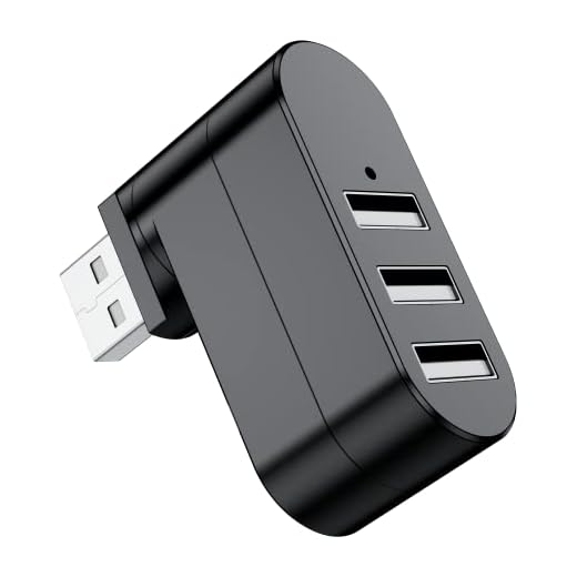 USB Port Splitter, BERLAT 3 Port USB 2.0 Expander Splitter [90°/180° Degree Rotatable] for Laptop, Xbox, Wii, PS3, PC, MAC, Mac Book, Tablet, Tab, Console, Printer, Camera - Black