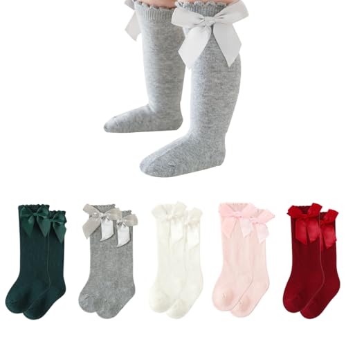 OIXEYA 5 Paire Parisienne Fille 0~3 ans Genouillères Chaussettes Longues Bébé Chaussettes Longues Coton Enfants Enfants Chaussettes Genouillère 5 Couleurs