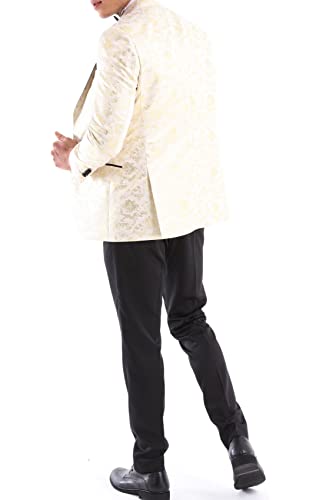 Truclothing.com Mens 3 Piece Cream Black Ivory Suit Bow Tie Tuxedo Ceremony Wedding Grooms Prom - Cream 48 #TOP5