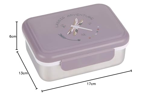 Foto von LÄSSIG Kinder Brotdose Edelstahl Lunchbox Frühstücksbox Nachhaltig Kindergarten Schule/Adventure Dragonfly, 1 Stück (1er Pack)