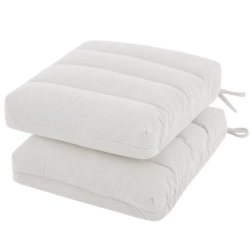 PRIMEPATIO Dicke Sitzkissen 2er Set Cord – Stuhlkissen mit Rutschfester