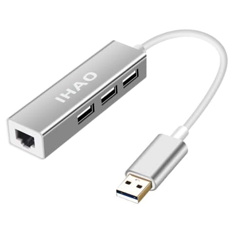 USB Hub USB 3.0 A to Thunderbolt Ethernet RJ45 Adapter Multiple 3 USB 3.0 Ports Dongle USB Splitter Luxury Aluminum Cover LAN Wired Network Dock for Ultrabooks Notebooks Tablet Laptop. Cover