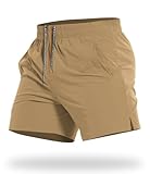 CANGHPGIN Mens Workout Shorts 5 inch Inseam Gym Shorts Men Quick Dry Running Shorts Athletic Khaki