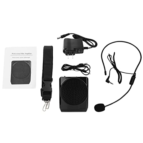 Portable Voice Amplifier, Waist-Band PA System with A Headset Microphone Voice Booster Amp for Teacher Travel (Black-US Plug)