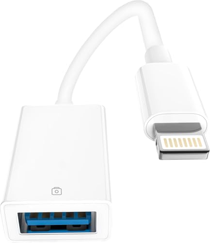 Adaptador Lightning a USB,Certificado MFi Adaptador USB a iPhone Cable OTG Cámara adaptador Lector Tarjeta SD para iPhone 14 13 12 11 X 7,iPad Conectar Unidad Flash usb Lector de Tarjetas Teclado etc