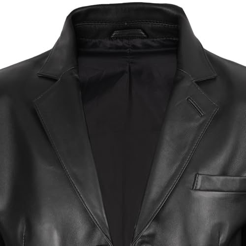 Image of fjackets Mens Leather Blazer Jacket - Real Lambskin Leather Sport Coat, 2-Button, Fully Lined, Business to Weekend