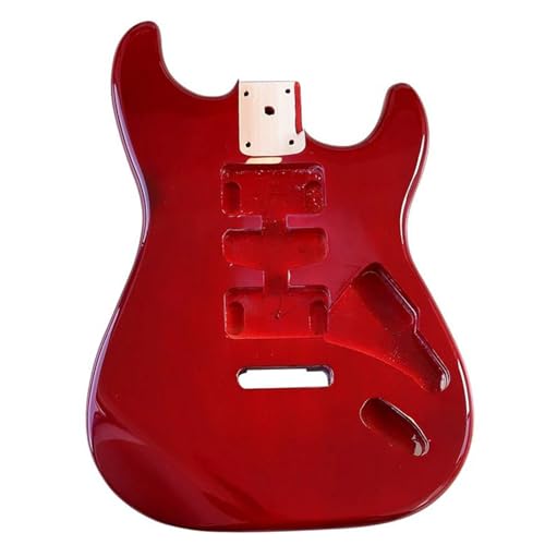 Unfinished Guitar Body Electric Guitar Body DIY Poplar Wood Barrel(Deep Red)