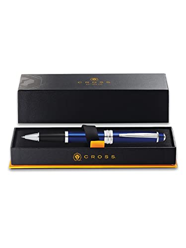 Image of Cross Bailey Blue Refillable Rollerball Pen - Medium Point, Black Ink, Presented in a Premium Gift Box