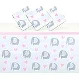 Blue Panda Elephant Party Tablecloths for Elephant Baby Shower Decor & Table Decorations - 54 x 108 in, Pink, 3 Pack