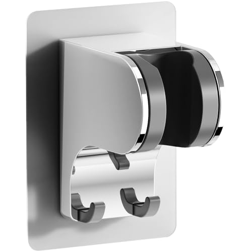 HANLIAN Duschstange ohne Bohren, Nagelfreier Duschhalterung mit Verstellbarem Winkel, Universal-duschkopfhalterung ohne Bohren, Wand-brausehalterung für Das Bad (Chrom, 1 Stück)