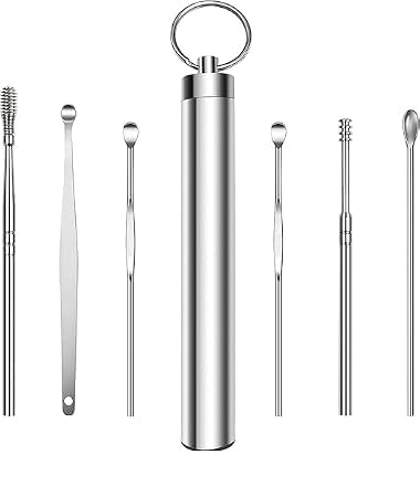 6 in 1 Ear Wax Cleaner Resuable Ear Wax Cleaner Reusable Removal Kit Steel Ear Cleansing Tool Set Spiral Ear Curette Tool For Kids Man & Woman-picture-22