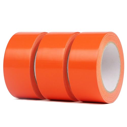AMOGATO 3 Roll Heavy Duty Duct Tape - Professional Grade Waterproof Hand Tearable Repair Tape for Industrial & Outdoor Use 1.88 Inch x 30 Yards Orange