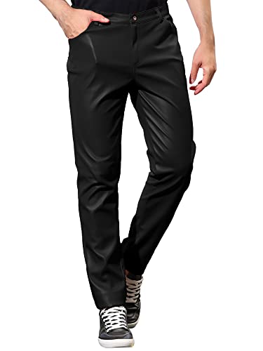 Lars Amadeus Men's Metallic Pants Slim Fit Night Club Disco Shiny Faux Leather Pants