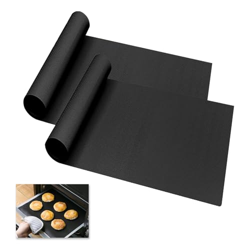 Paquete de 2 forros de horno para la parte inferior del horno de 40 cm x 50 cm, de teflón de 0,2 mm de grosor, antiadherentes, para hornos asistidos por ventilador, reutilizables y fáciles de limpiar