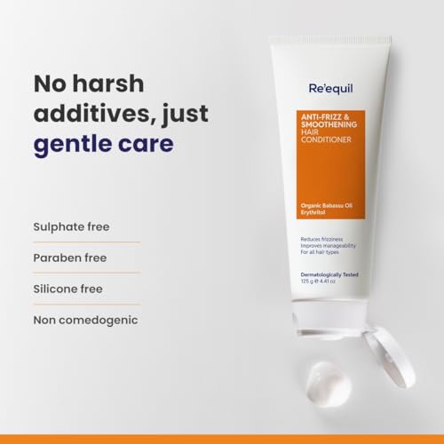 Image of Re'equil Anti-Frizz & Smoothening Hair Conditioner with Babassu Oil | Detangles, smoothens & nourishes hair | For frizz-free, manageable hair | 125 g