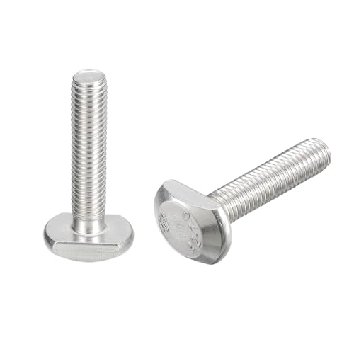 Image of uxcell T-Slot Bolts, 2pcs M10x50mm T Slot Drop-in Stud Sliding Bolts 304 Stainless Steel T Shape Screws for T Track