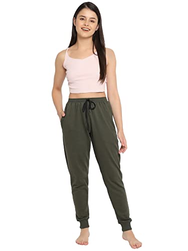Image of Clovia Women's Chic Basic Cuffed Joggers Pyjama in Grey