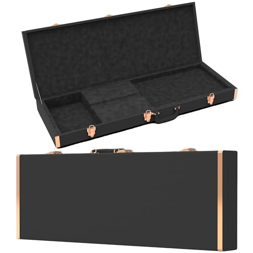 zachary Bass Guitar Hard Shell Case With Lock For Square Bass Guitar 45in Bass Guitars Hard-Shell Protective Carrying Case fit IBANEZ、FENDER Model with Security Lock Metal Feet (Classic Black)